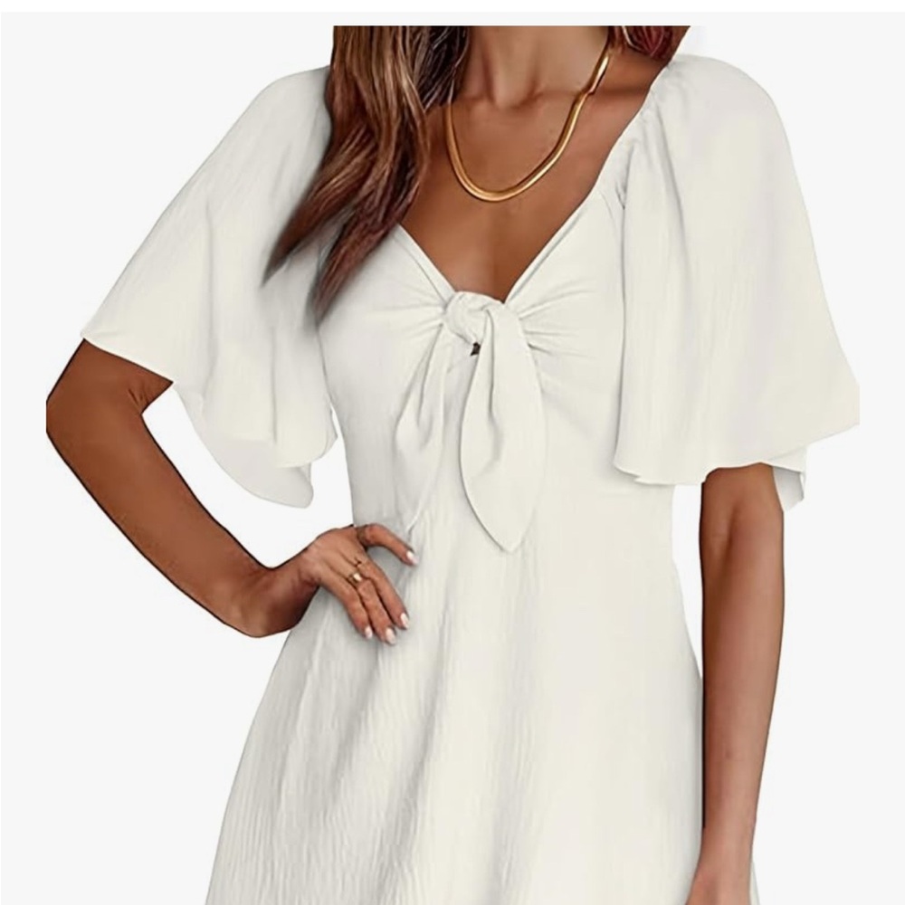 Elegant White Tie-Front Dress